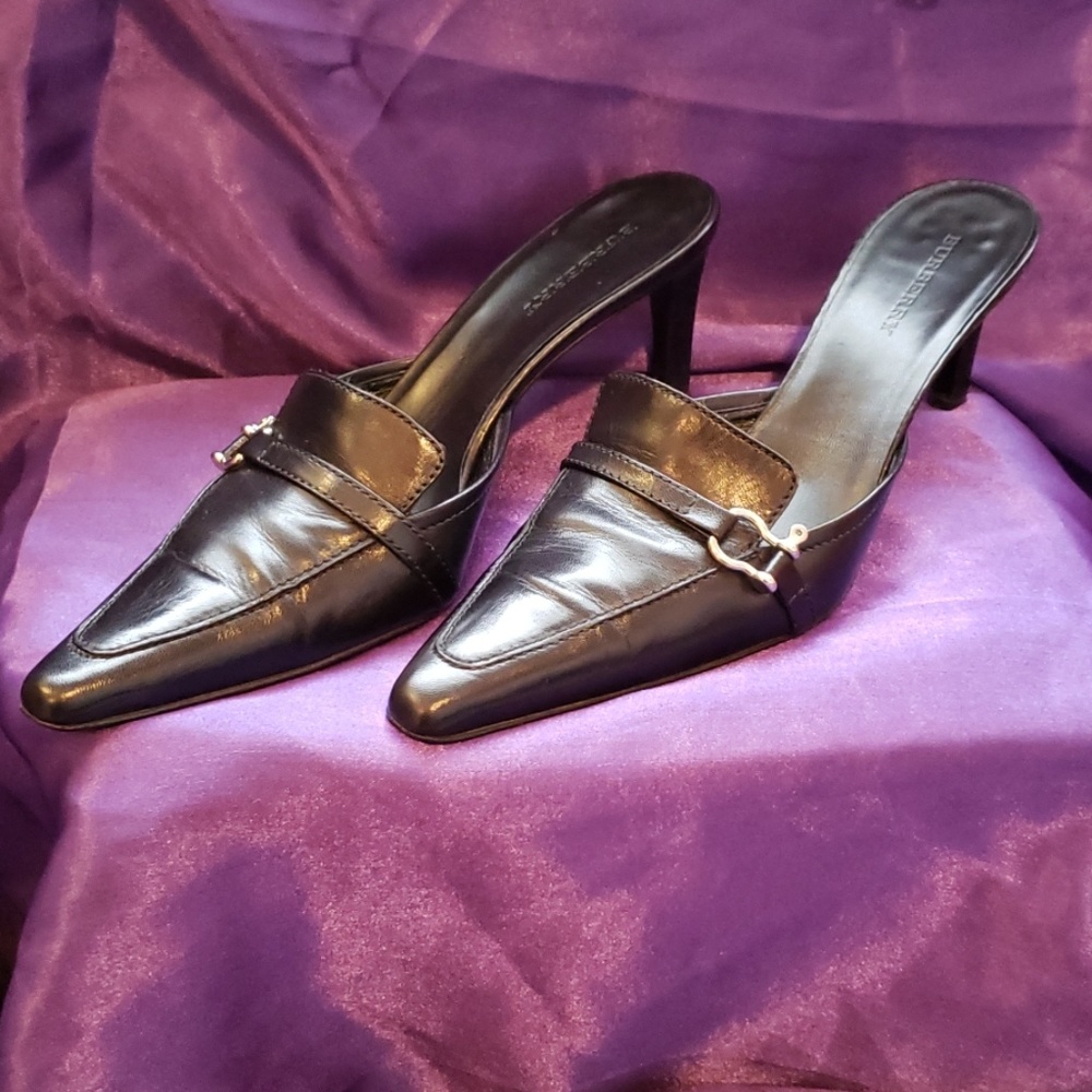 Burberry mules with silver horsebit detail